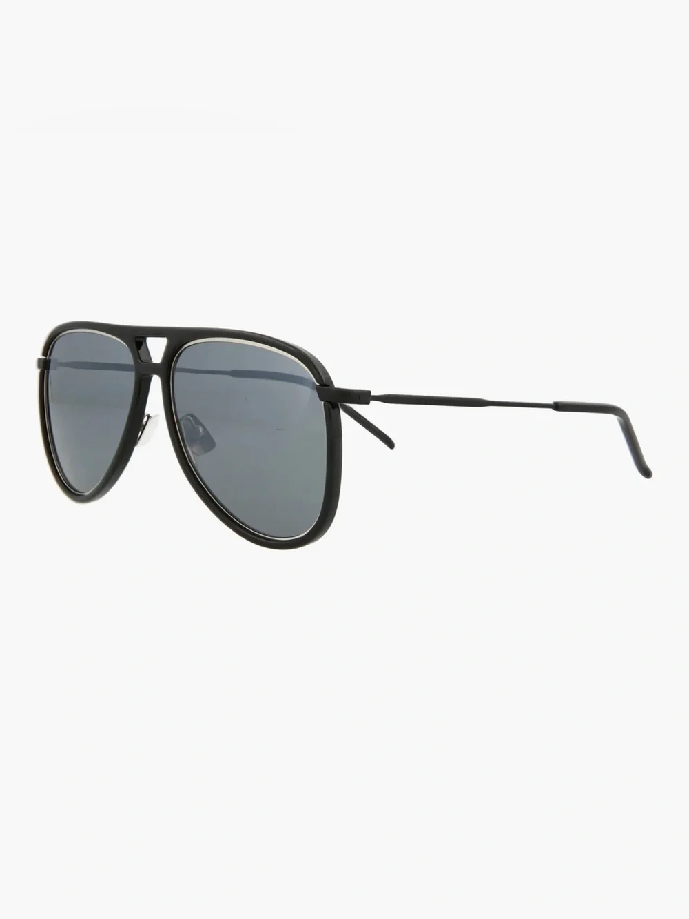 Saint Laurent Black and Silver Aviator Sunglasses NWT